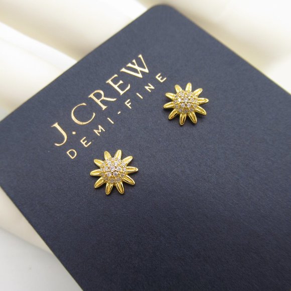 J. Crew Demi-Fine 14k Gold Plated Sterling Silver Sunflower Earrings - Picture 4 of 7